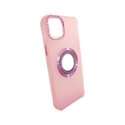 Funda de Silicona con Diamond Designe para Apple iPhone 15 Rosa